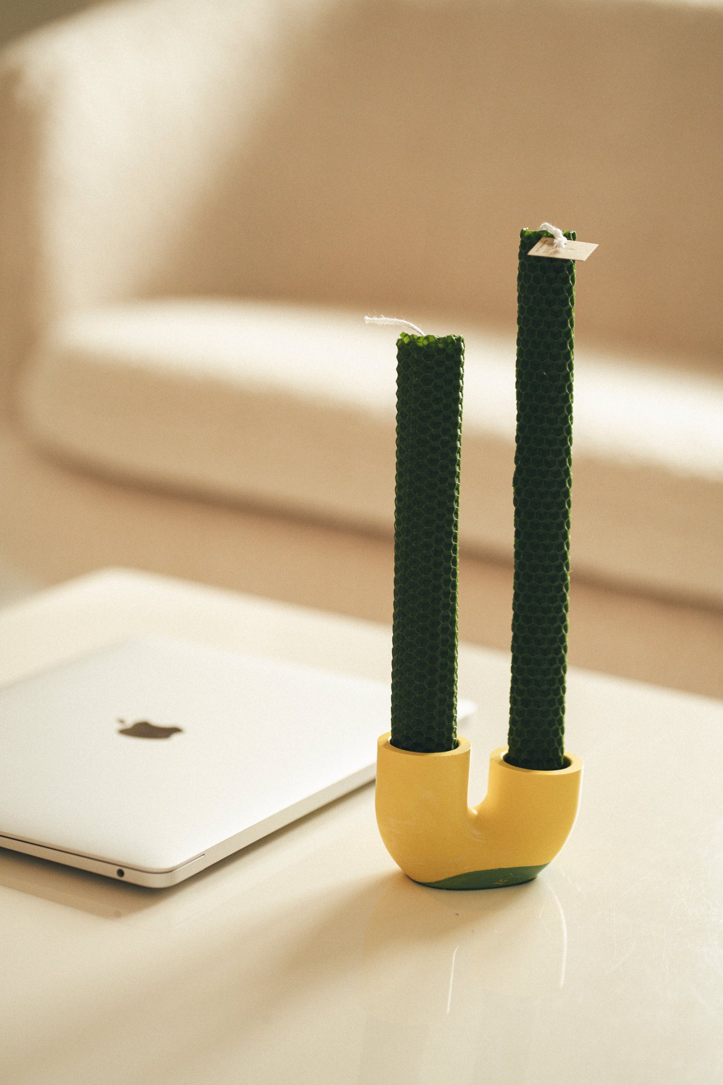 Double Tube with two beeswax candles